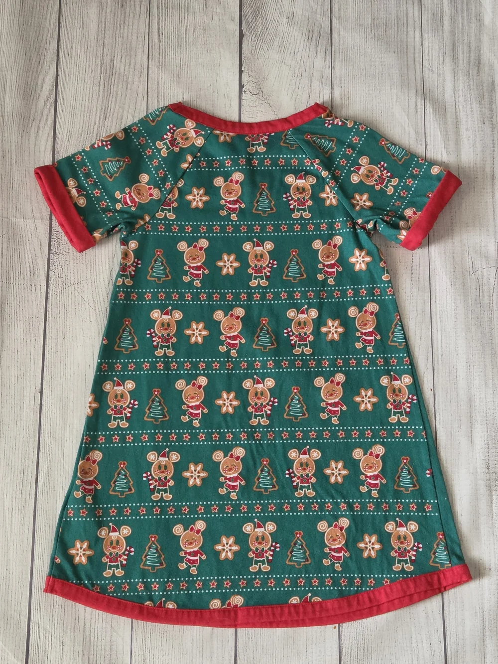 Girls Green 'Sugar & Spice' Gingerbread Nightgown with Red Trim
